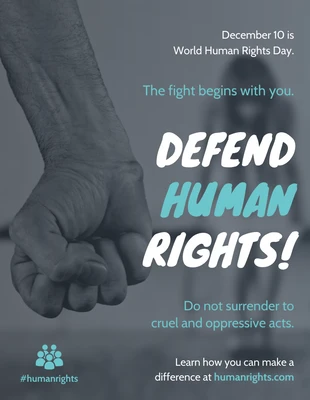 premium  Template: Poster sui diritti umani color verde acqua scuro