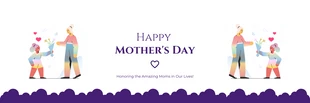 Free  Template: Weiße und dunkelviolette moderne Illustration „Happy Mothers Day“-Banner