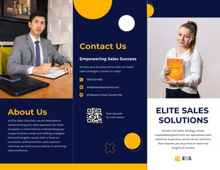 business  Template: Fun Modern White, Blue and Yellow Sales Tri-fold Brochure