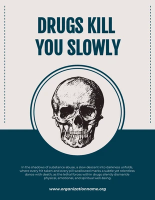 Beige And Dark Teal Minimalist Drug Awareness Poster