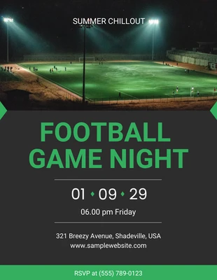 Free  Template: Carta de invitación de noche de juego de fútbol negro y verde