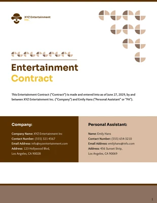premium  Template: Entertainment Contract Template