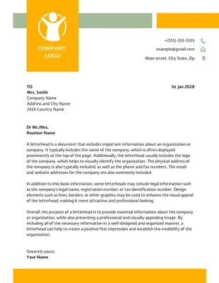 Free  Template: Green And Yellow Modern Creative Letterhead Template