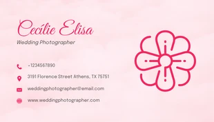 Baby Pink Cute Feminine Wedding Photographer Business Card - page 2