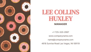 Brown And White Playful Cute Pattern Donut Store Business Card - صفحة 2