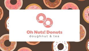 Free  Template: Braune und weiße, verspielte, niedliche Muster-Donut-Store-Visitenkarte