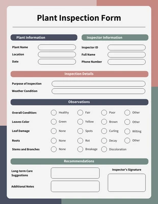 premium  Template: Pink Green Inspection Forms