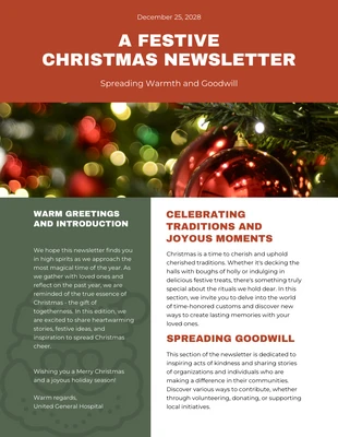 Free  Template: Modern Red And Green Christmas Newsletter