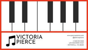 premium  Template: Cartão De Visita Lições de música de piano vermelho