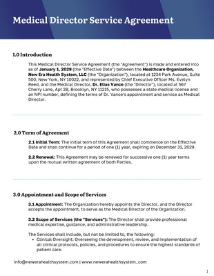 premium interactive Template: Modèle de contrat de directeur médical