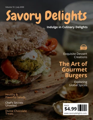 Free  Template: Couverture de magazine alimentaire minimaliste orange doux et blanc