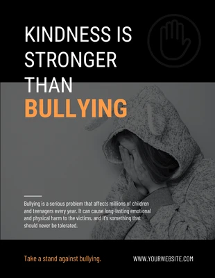 Dark and Orange Anti Bullying Poster