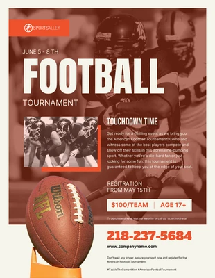 Free  Template: Cream and Orange Football Tournament Poster
