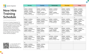 Free interactive Template: Horaire de travail de la formation d'intégration des nouveaux employés