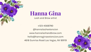 Light Yellow And Purple Modern Classic Lash Business Card - Seite 2