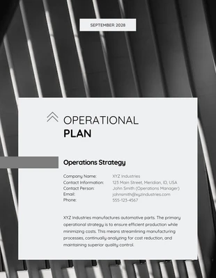 Free  Template: Plano Operacional Minimalista em Preto e Cinza