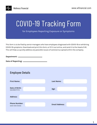 Free  Template: COVID-19 Informe de incidentes de los empleados