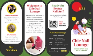 Free  Template: Nail Art and Manicure Menu Roll Fold Brochure