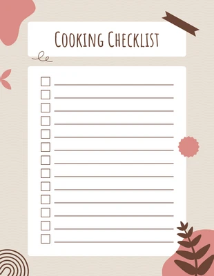 Free  Template: Rosa und Sahne Checkliste für das Kochen