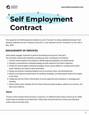 Free  Template: Self Employment Contract Template