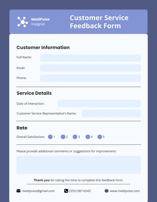 premium  Template: Blue and Pastel Purple Customer Service Form