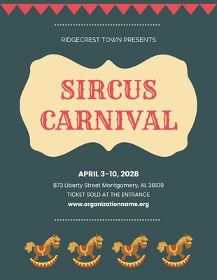 Free  Template: Dark Green and Yellow Sircus Carnival Poster Template