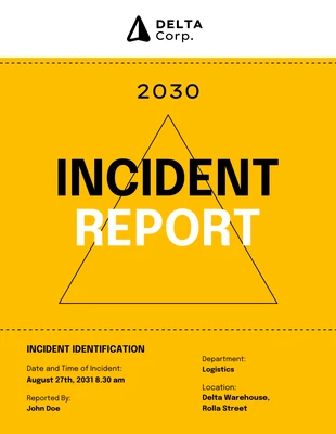 Free  Template: Relatório de incidente amarelo preto e branco