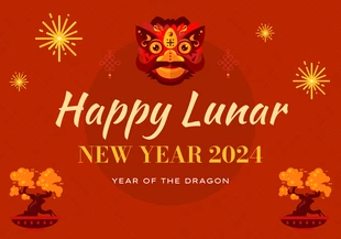 Free  Template: Cartão de Ano Novo Lunar Vermelho e Amarelo