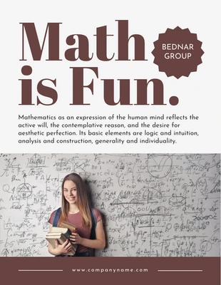 Free  Template: Poster semplice vintage "La matematica è divertente" grigio chiaro e marrone