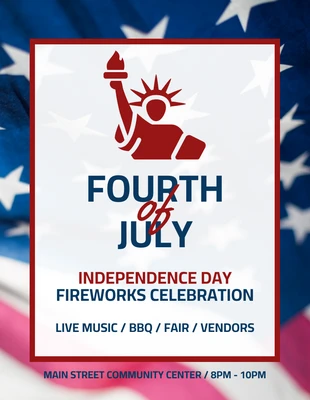Free  Template: Folheto do evento de comemoração dos fogos de artifício do Dia da Independência
