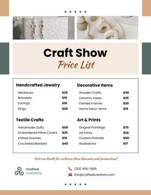 premium  Template: Craft Show Price List Template