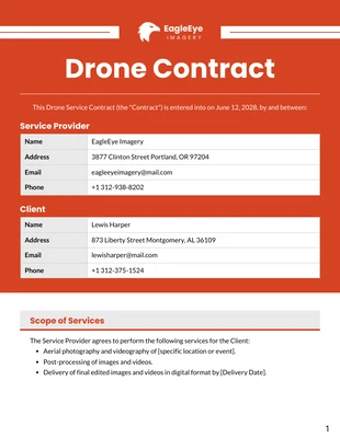 business  Template: Plantilla de contrato de drones