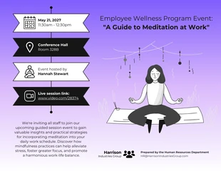 Free  Template: Flyer zur Veranstaltung „Leitfaden zur Meditation am Arbeitsplatz für die psychische Gesundheit“