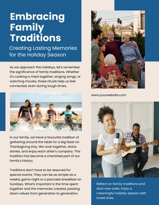 Free  Template: Bulletin Beige Blue Simple Family Tradition