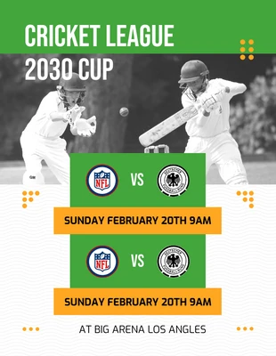 Free  Template: White And Green Simple Cricket League Schedule Template