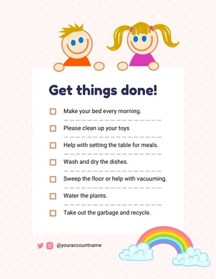 Free  Template: Modèle d'activité quotidienne à domicile pour les enfants Pastel Peach