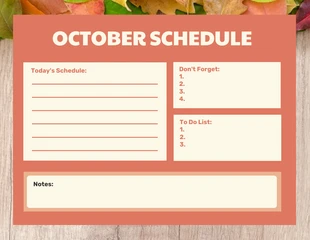 Free  Template: Marron et rose pastel Modèle d'emploi du temps simple pour le mois d'octobre