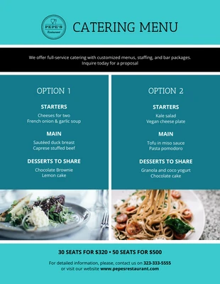 business  Template: Turquoise Catering Menü