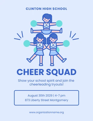 Free  Template: Baby Blue Illustration Cheerleading Squad Poster