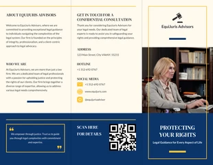 business  Template: Brochure à trois volets juridique professionnelle bleue et jaune