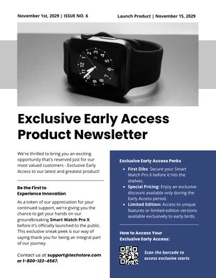 business  Template: Exclusive Early Access Product Newsletter