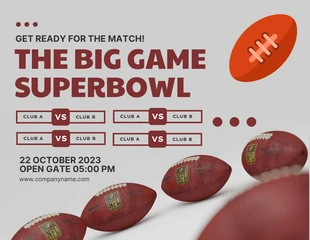 Free  Template: Gris clair Moderne Big Game Superbowl Schedule Template