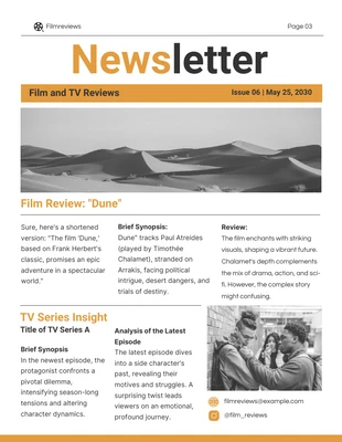 premium  Template: Film and TV Reviews Newsletter