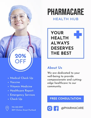 Free  Template: Light Grey And Blue Minimalist Medicine Poster