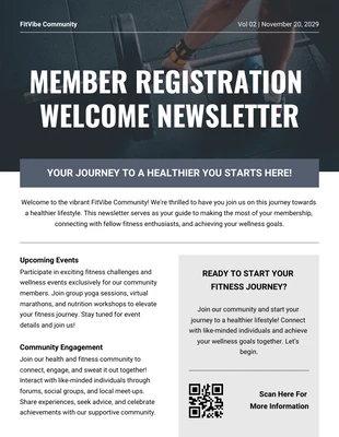 Free  Template: Member Registration Welcome Newsletter