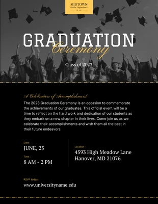 Free  Template: Dark and Yellow Graduation Ceremony Poster