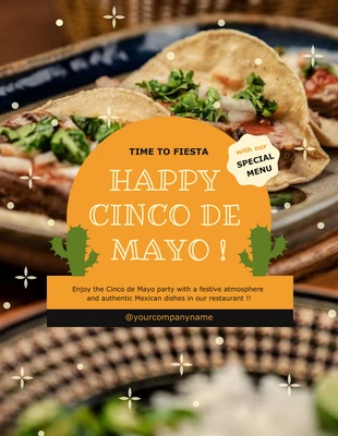 Free  Template: Yellow Restaurant Cinco De Mayo Party Template