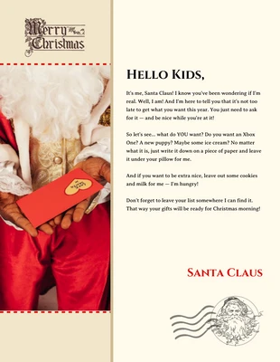 Free  Template: رسالة مجانية من سانتا
