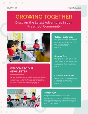 Free  Template: Red Green Colorfull Creative Preschool Newsletter