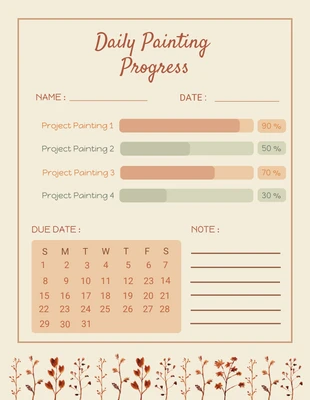 Free  Template: Orange Rustic Daily Painting Progress Template